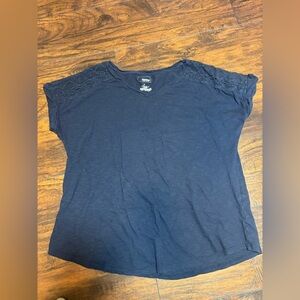 Sonoma Navy Blue V-Neck Cap Sleeve Top L